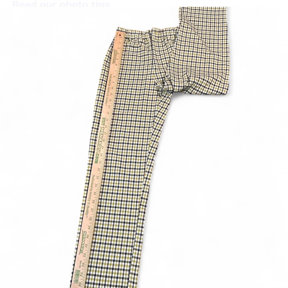 BRANDY MELVILLE Green & Black Plaid Trousers Elastic Waist & Zipper  S Exellent - Picture 7 of 8